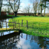 estate fencing around a pond