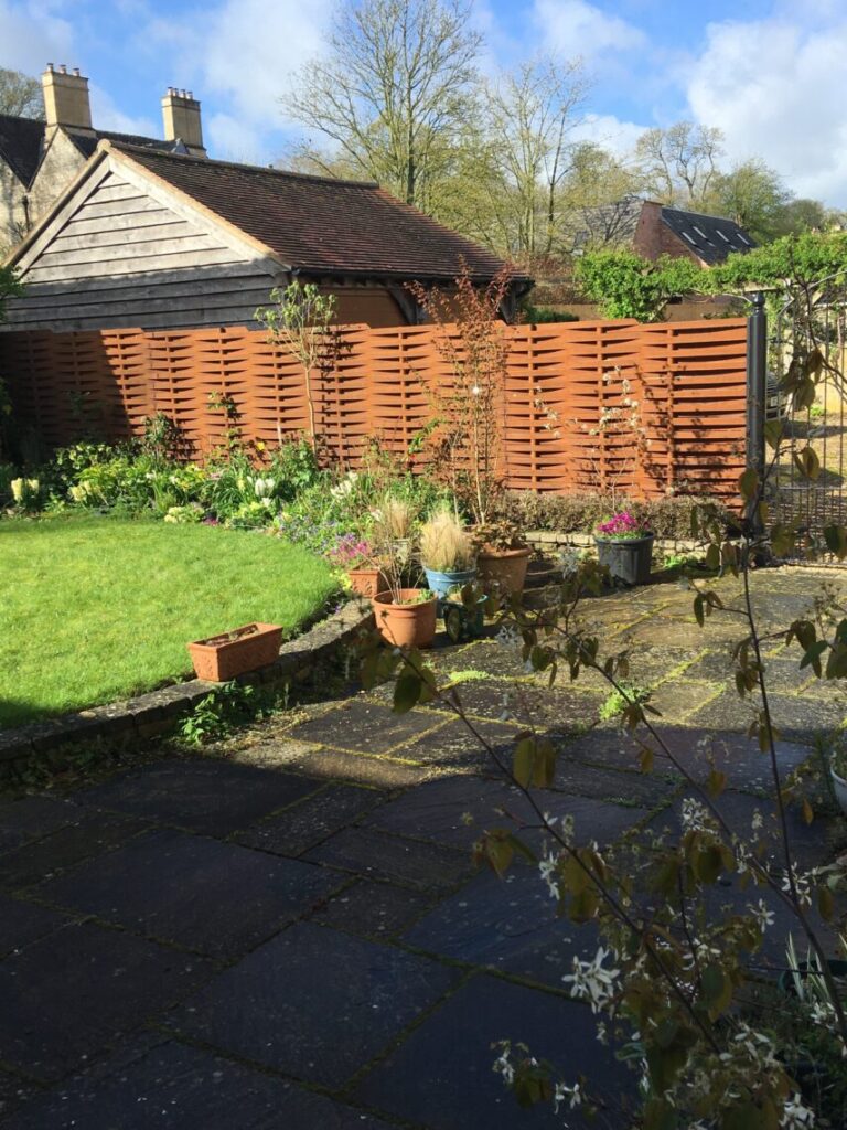 woven steel fencing stepped